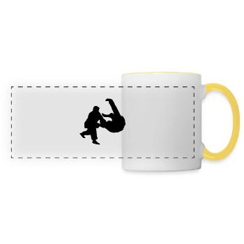 judo prise - Mug panoramique contrasté et blanc - blanc/jaune - Devant