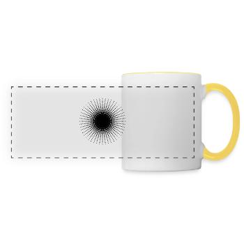 rond cercle soleil rayon d’été 70 ligne strich - Mug panoramique contrasté et blanc - blanc/jaune - Devant