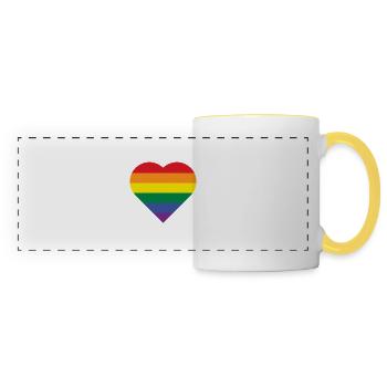Regenbogen Herz - Panoramatasse - Weiß/Gelb - Vorne