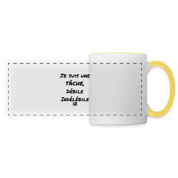 I am a Task, Moron, Indelible-Word Games - Panoramic Mug - white/yellow - Front
