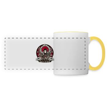 zen monkey - Mug panoramique contrasté et blanc - blanc/jaune - Devant