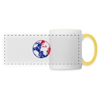 rouge bleu terre planète monde voyage dans le monde - Mug panoramique contrasté et blanc - blanc/jaune - Devant