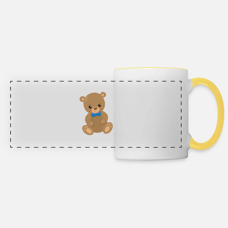 teddy bear - Panoramic Mug - white/yellow