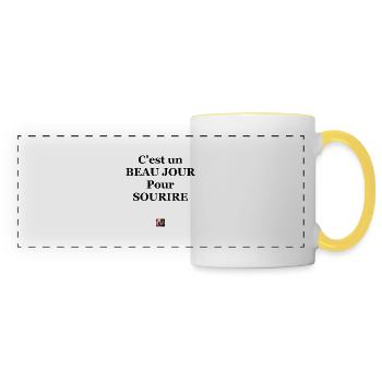 C'est un BEAU JOUR pour SOURIRE - Jeux de Mots Fra - Mug panoramique contrasté et blanc - blanc/jaune - Devant