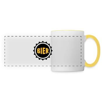 Bier Beer Bierdeckel Flaschenbier Kronkorken Durst - Panoramatasse - Weiß/Gelb - Vorne