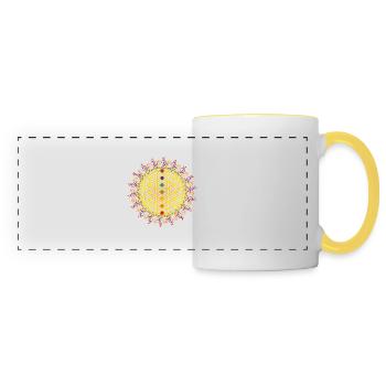 Fleur de vie, chakra, spiritualité, yoga, zen - Mug panoramique contrasté et blanc - blanc/jaune - Devant