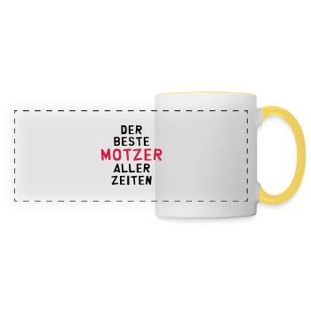Motzer Motzerin meckern Nörgler Nörglerin motzig - Panoramatasse - Weiß/Gelb - Vorne