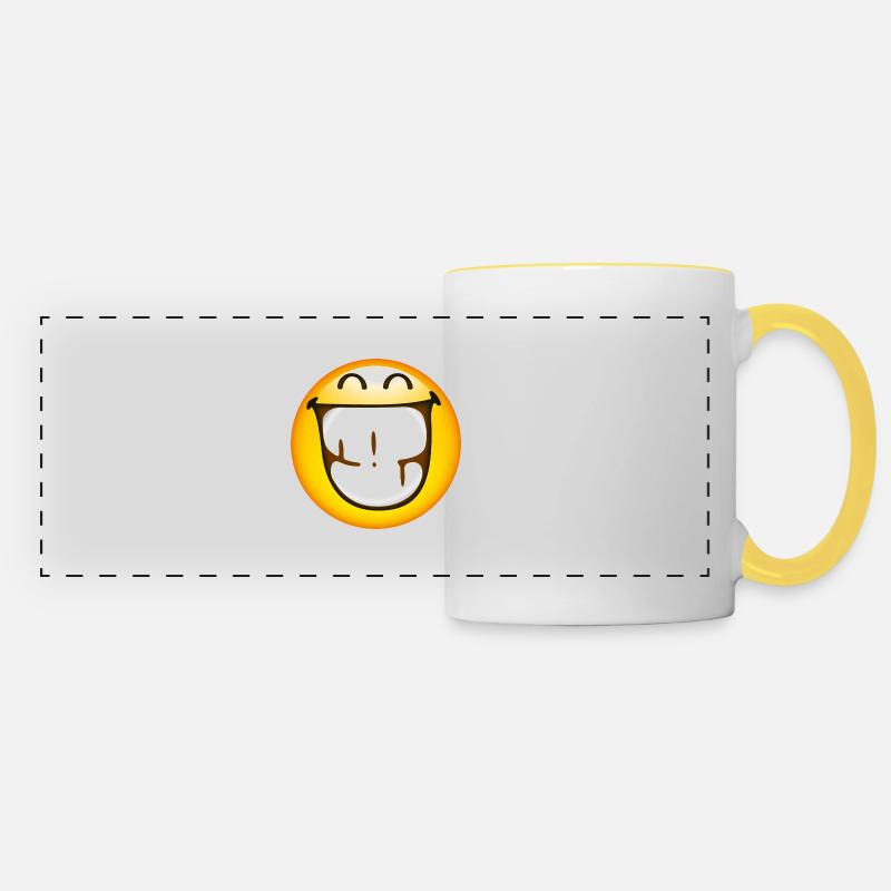 Smiley Glossy Happy Teeth - Panoramamugg - vit/gul