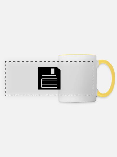 Diskette Speicher Symbol - Panoramatasse - Weiß/Gelb