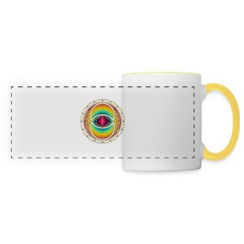 Vesica Piscis, Chalice Well, géométrie sacrée, vie - Mug panoramique contrasté et blanc - blanc/jaune - Devant