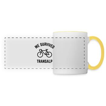 We Survived Transalp (Alps / Racing Bike) - Panoramic Mug - white/yellow - Front