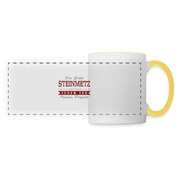 Der echte Steinmetz - Panoramatasse - Weiß/Gelb - Vorne