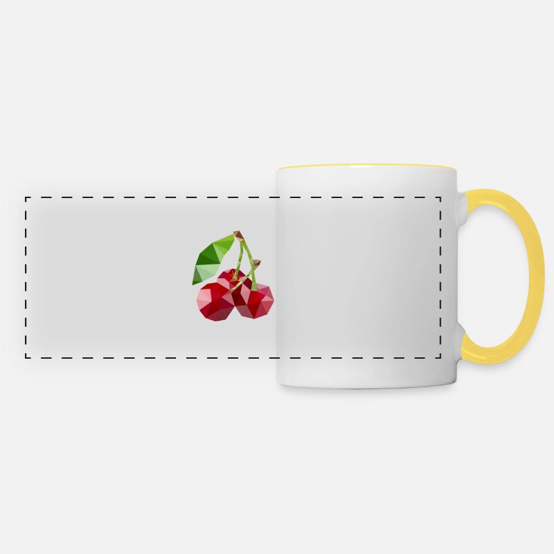 Low poly cherry - Panoramic Mug - white/yellow