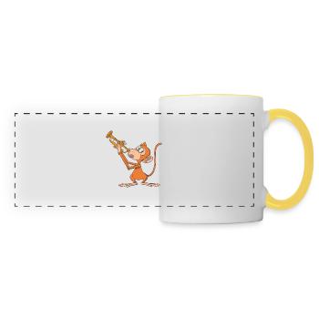 Monkey plays the trumpet - Panoramic Mug - white/yellow - Front