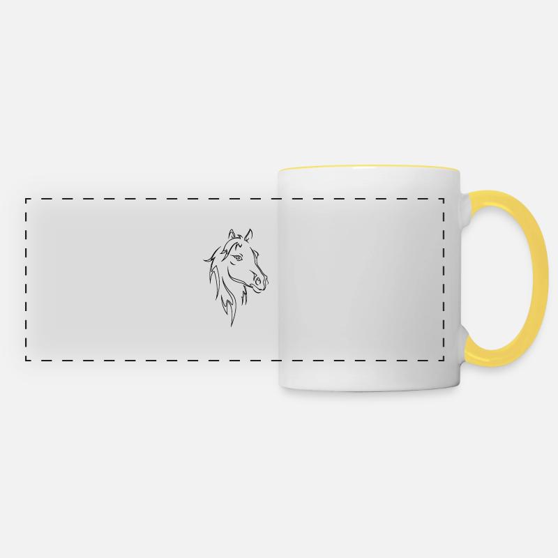 Tête de cheval - Mug panoramique contrasté et blanc - blanc/jaune