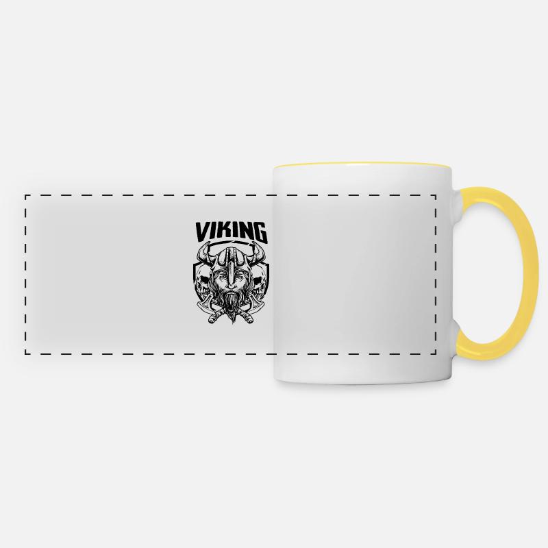 Viking - Vikings - Norway - Berserker - black - Panoramic Mug - white/yellow