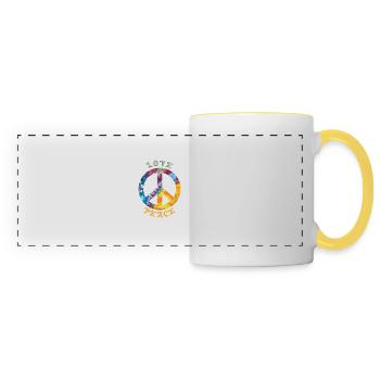 Love Peace Hippie Hippie costume 60s 70s 90s - Panoramic Mug - white/yellow - Front
