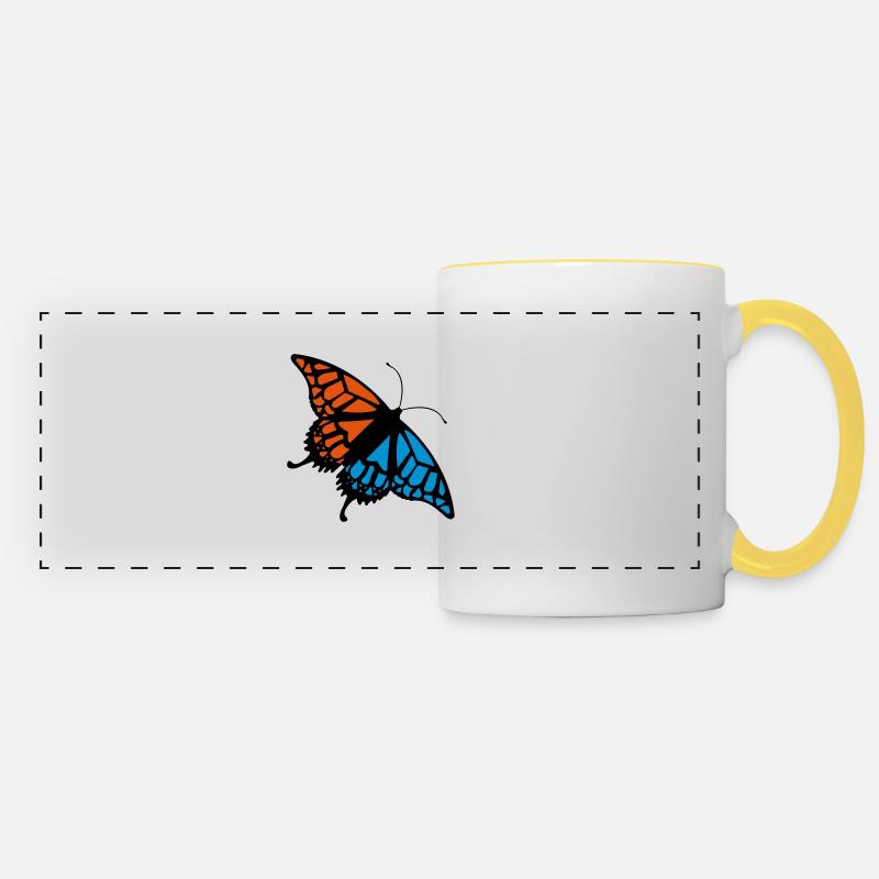 Butterfly (colors customizable) - Panoramic Mug - white/yellow
