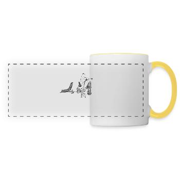 De la chenille au papillon - Mug panoramique contrasté et blanc - blanc/jaune - Devant