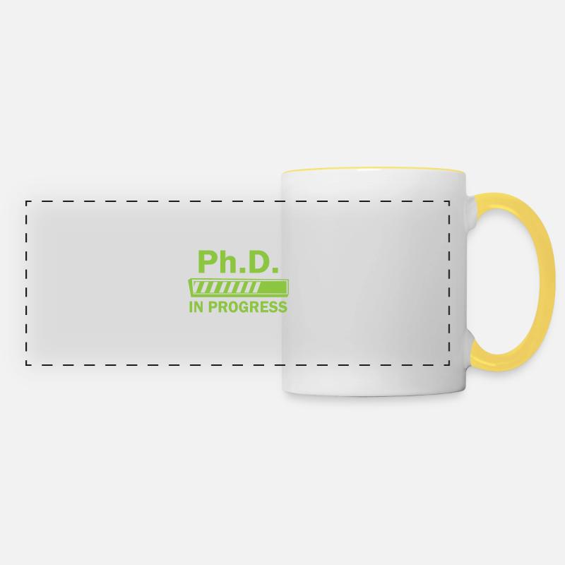 Phd in progress Abschluss Geschenk - Panoramatasse - Weiß/Gelb