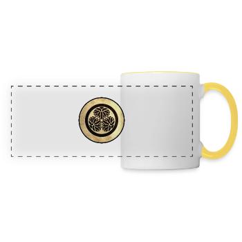 Aoi Kamon Imperial Tokugawa Family Crest Japonais - Mug panoramique contrasté et blanc - blanc/jaune - Devant