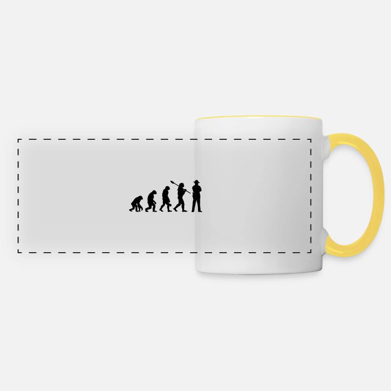Evolution sheriff police man Policeman - Panoramic Mug - white/yellow