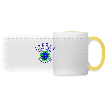 Virus Blue Green - Corona 2020/2021 J’étais là - Mug panoramique contrasté et blanc - blanc/jaune - Devant