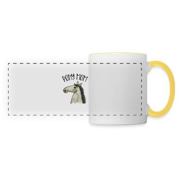 Pony Mom gray-brown pony - Panoramic Mug - white/yellow - Front