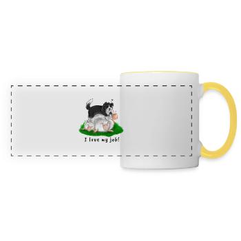 border collie - Mug panoramique contrasté et blanc - blanc/jaune - Devant