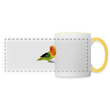 Perroquet jaune, vert et orange - Mug panoramique contrasté et blanc - blanc/jaune - Devant