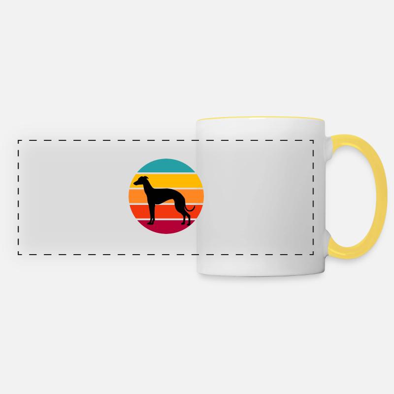Retro Sunset Greyhound - Panoramic Mug - white/yellow