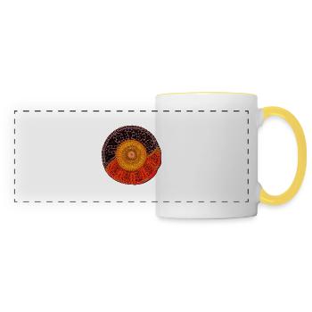 Australian Aboriginal Sun - Panoramic Mug - white/yellow - Front