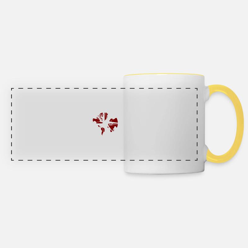 Boussole blanc-rouge - Mug panoramique contrasté et blanc - blanc/jaune