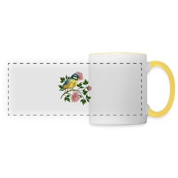 Colorful bird - Panoramic Mug - white/yellow - Front