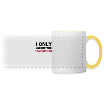 Je ne comprends que la gare - Mug panoramique contrasté et blanc - blanc/jaune - Devant