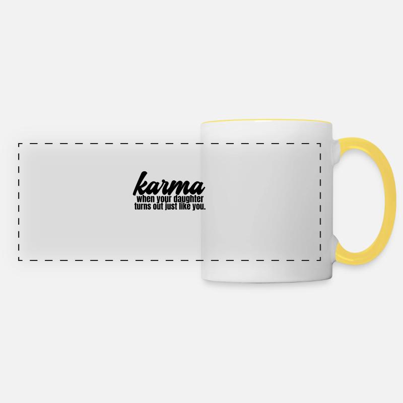 Karma - Lustige Mutter - Panoramatasse - Weiß/Gelb