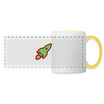 Fusée verte - Mug panoramique contrasté et blanc - blanc/jaune - Devant