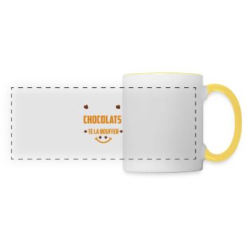La vie c’est comme une boîte de chocolats - Mug panoramique contrasté et blanc - blanc/jaune - Devant