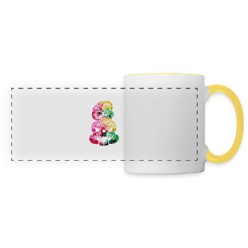 Maori Hei Tiki Polynesian Tribal Tattoo Cadeau - Mug panoramique contrasté et blanc - blanc/jaune - Devant