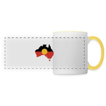 Aborigine-Flagge Australien Karte Geschenkidee - Panoramatasse - Weiß/Gelb - Vorne