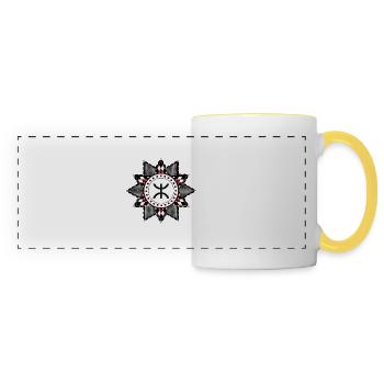 Motif kabyle - Mug panoramique contrasté et blanc - blanc/jaune - Devant