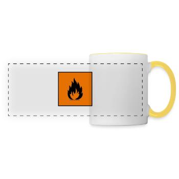 Avertissement de danger inflammable, danger inflammable - Mug panoramique contrasté et blanc - blanc/jaune - Devant
