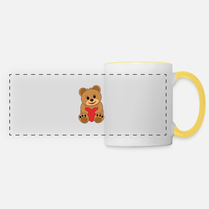 teddy bear - Panoramic Mug - white/yellow