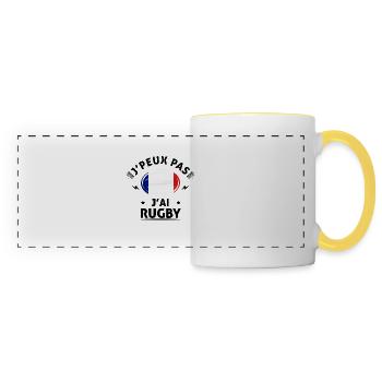 J'peux pas j'ai rugby - Mug panoramique contrasté et blanc - blanc/jaune - Devant