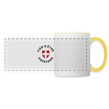 Fier d'être savoyard - Mug panoramique contrasté et blanc - blanc/jaune - Devant
