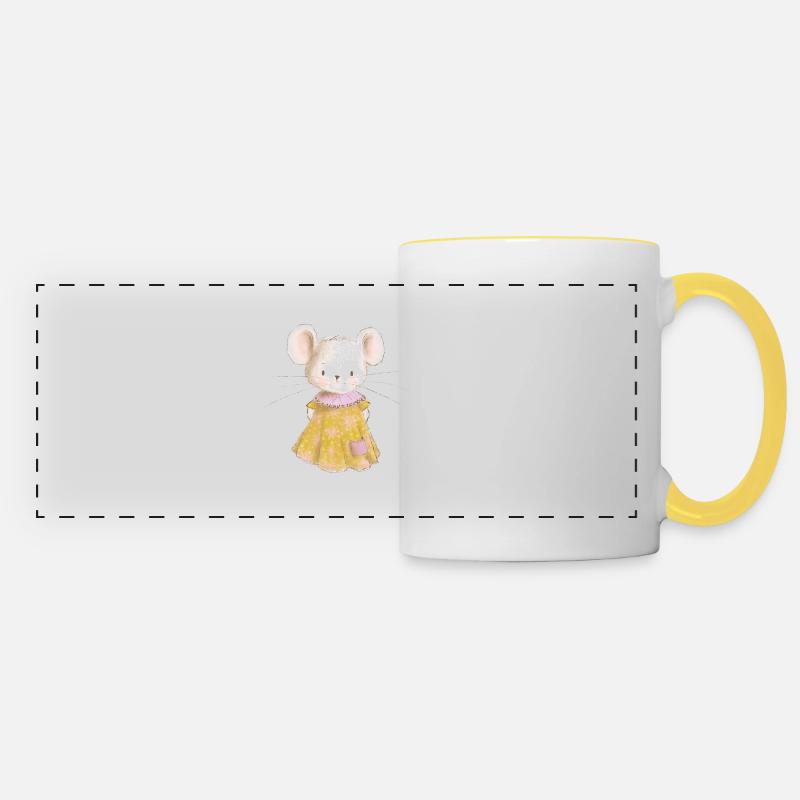 Mouse child - Panoramic Mug - white/yellow