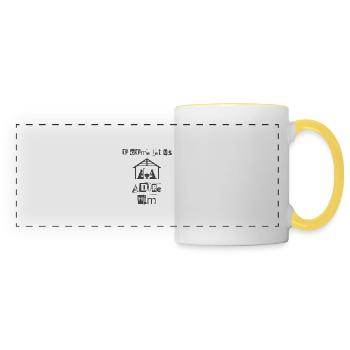 Christliches Weihnachtsdesign o Komm lass Uns Ihn anbeten - Panoramatasse - Weiß/Gelb - Vorne