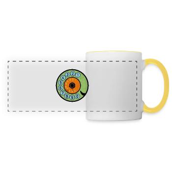 Cadran coloré Vintage Retro Phone Nostalgia - Mug panoramique contrasté et blanc - blanc/jaune - Devant