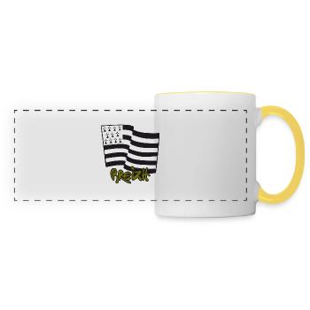 Logo Kaki - Mug panoramique contrasté et blanc - blanc/jaune - Devant
