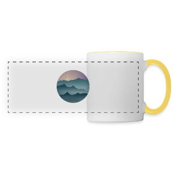 Montagnes boisées - Mug panoramique contrasté et blanc - blanc/jaune - Devant